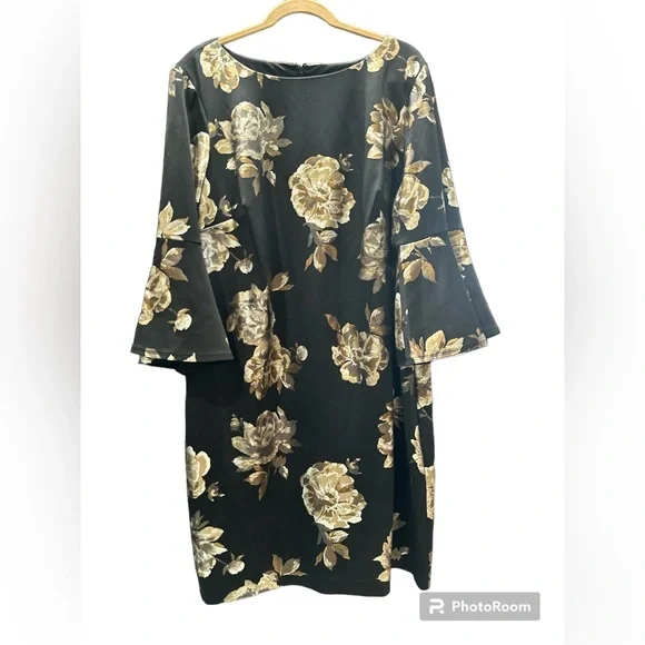 Jessica Howard | Dresses | Jessica Howard Black And Metallic Gold Knee  Length Size 8w Dress Like New | Poshmark